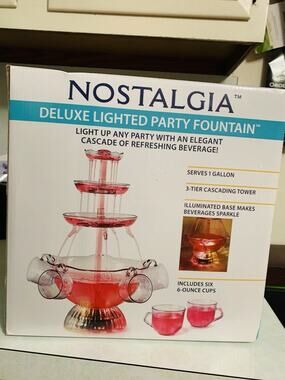 Nostalgia 3 Tier Deluxe Lighted Party Fountain Punch Bowl Tested
